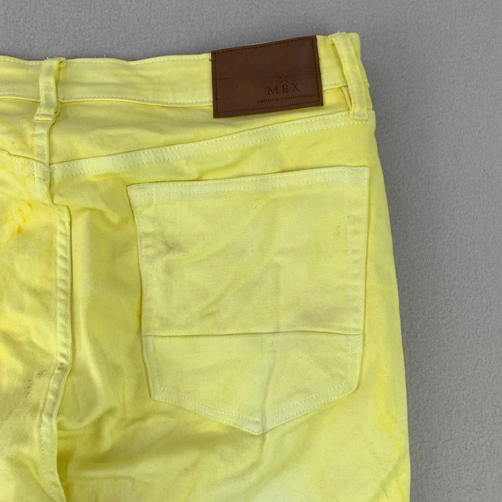 MBX Jeans Mens 36x32 Yellow Straight Leg Denim Cotton Stretch Skater Y2K